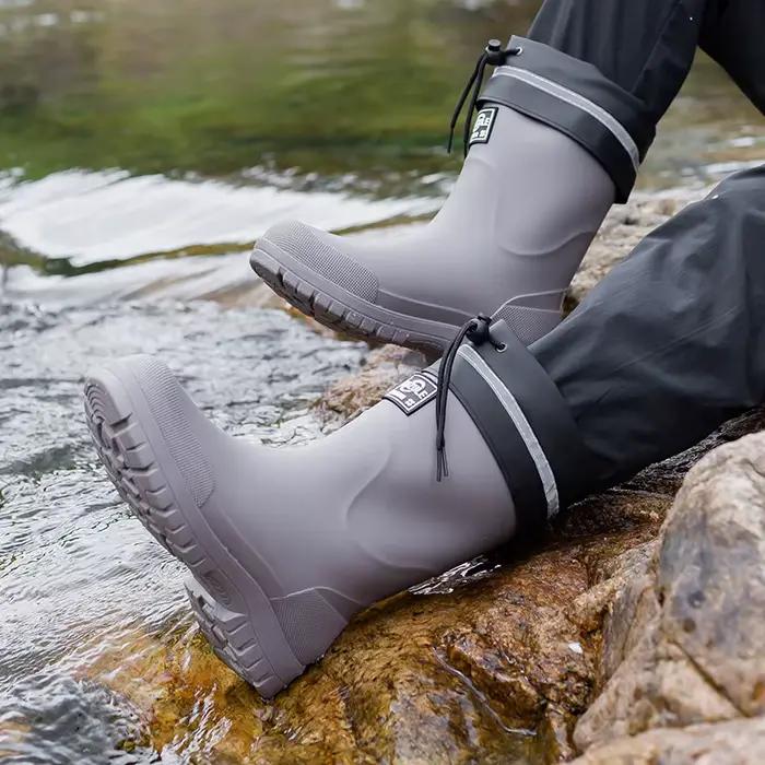 Bottes de pluie mi-mollet homme légères imperméables antidérapantes PVC pour pêche confortables toutes saisons