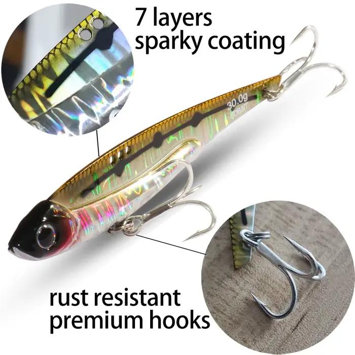 Leurre de pêche GOBAIT VIB 20g 30g : leurre métal vibration hameçon spinner cuiller pour carnassiers