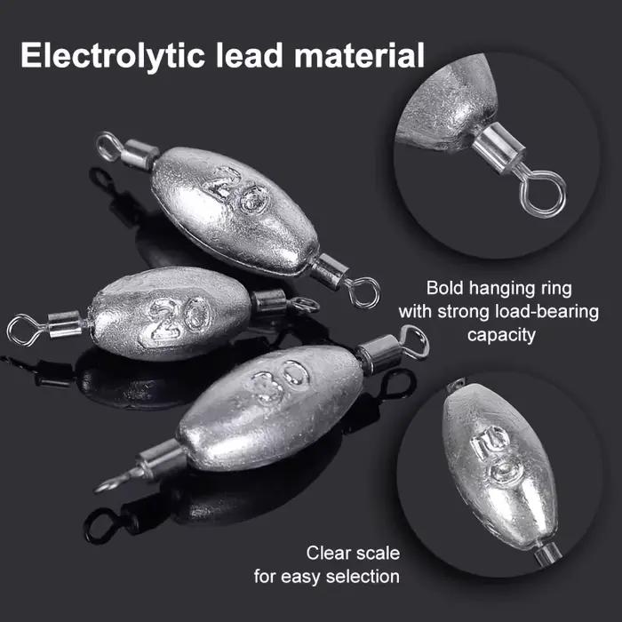 Plombs de pêche olive avec double émerillon - Poids coulissant pour pêche au lancer et trolling