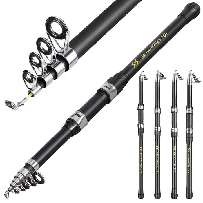 Canne Sougayilang Carbon Fishing Rod 2.1-3.0m Telescopic Baitcasting Rod Portable Leisure Saltwater Fishing