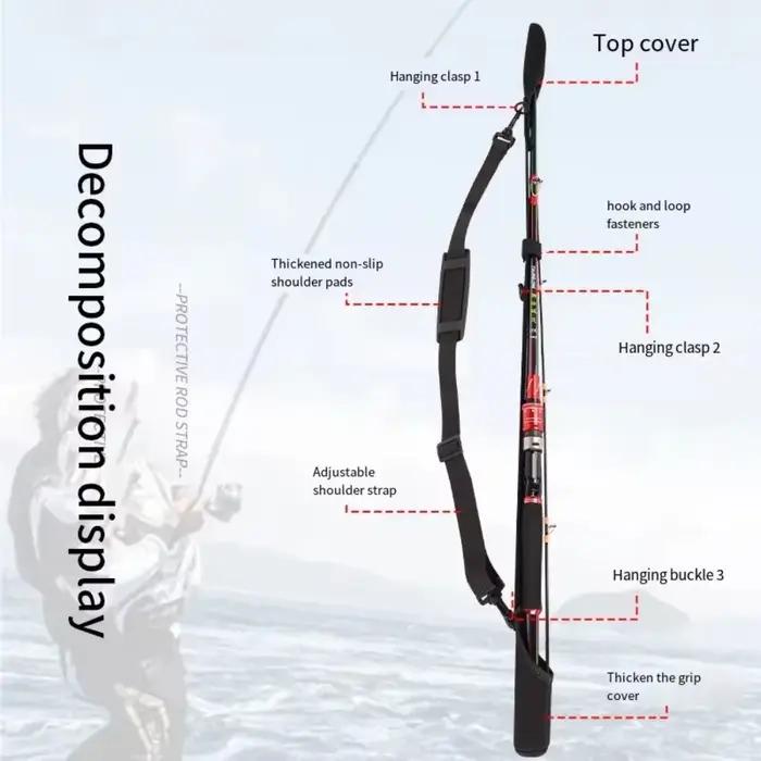Sac de transport réglable pour cannes à pêche avec ceinture porte-équipement et protection canne et moulinet
