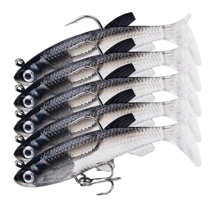 Leurre souple leurre pêche 75mm 85mm appât artificiel nageur coulé queue en T pour brochet perche