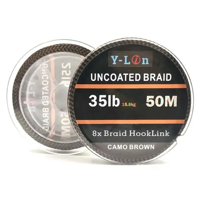 Ligne de pêche camouflage carpe 50m 8 brins - Bas de ligne souple sans revêtement 25-35LB