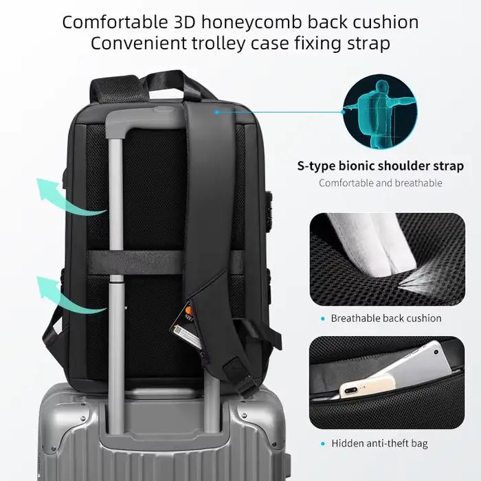 Sac à dos anti-vol étanche Fenruien avec chargeur USB pour ordinateur, école et voyage homme
