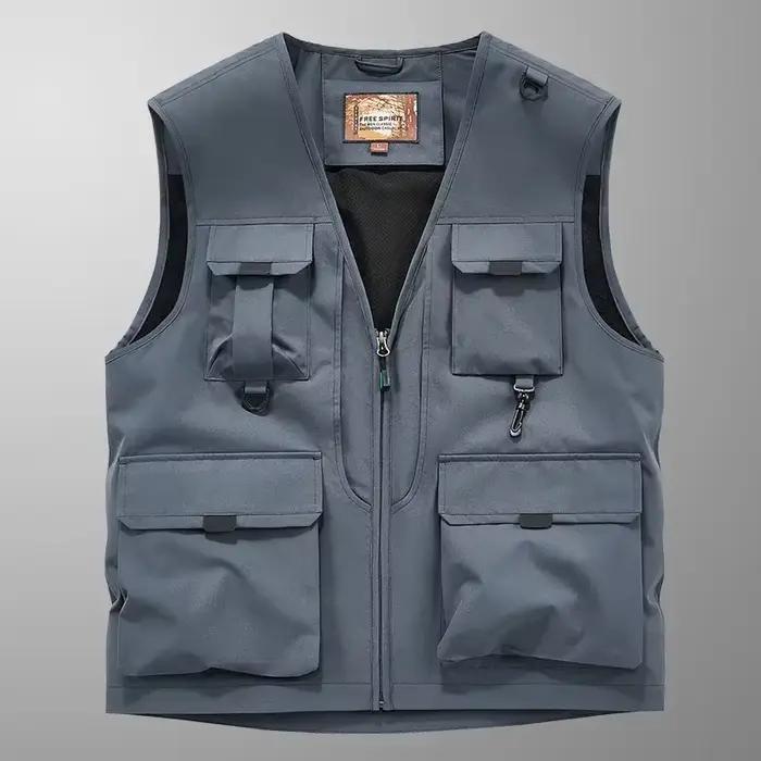 Veste de pêche sans manches Outdoor Casual 2024 - Multi-poches respirante pour photographes et pêcheurs