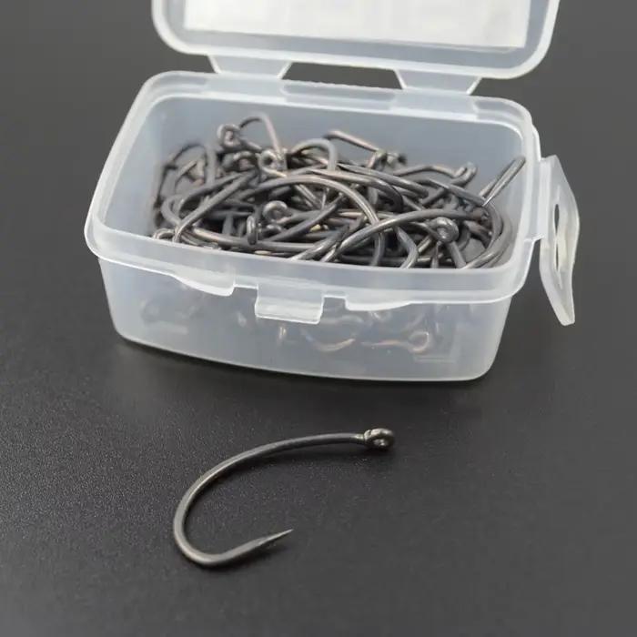 50 hameçons sans ardillon Hirisi 8004 acier carbone pour pêche à la carpe no-kill
