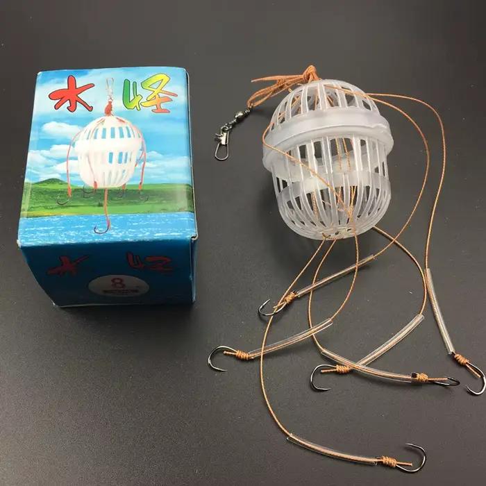 Cage à appâts explosion pour carpe avec 6 hameçons en acier carbone - Accessoire de pêche sphérique