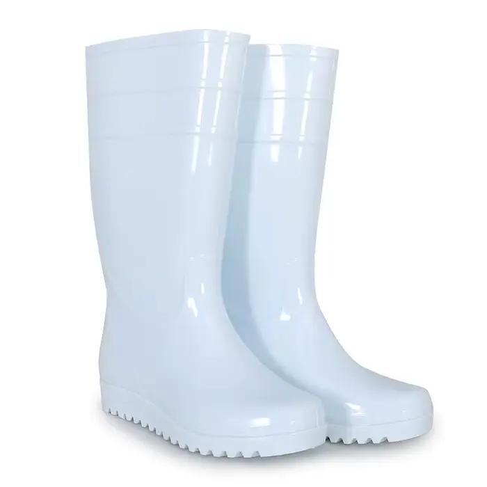 Bottes pluie hautes blanches homme PVC alimentaire anti-dérapantes pour pêche cuisine