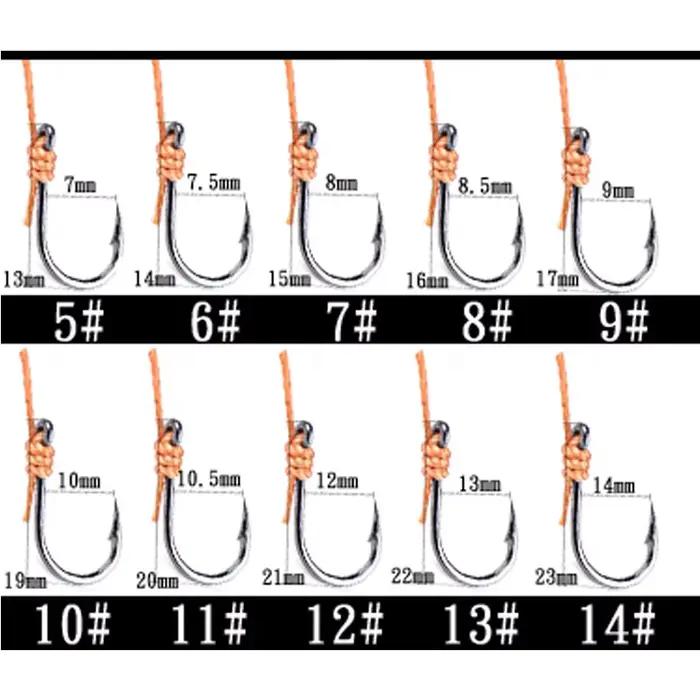 Hameçons de pêche acier haute teneur en carbone KMRESA, 5 hameçons avec émerillons et leurres, tailles