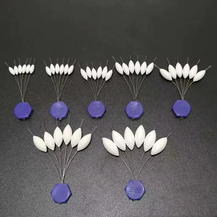 Lot de 5 paquets de flotteurs 7 étoiles blancs 8 tailles pour pêche au coup et accessoires