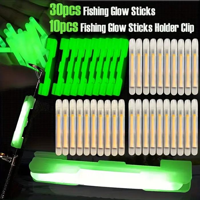 Kit 40 pièces bâtons lumineux pêche de nuit - 30 sticks + 10 clips fluorescents accessoires