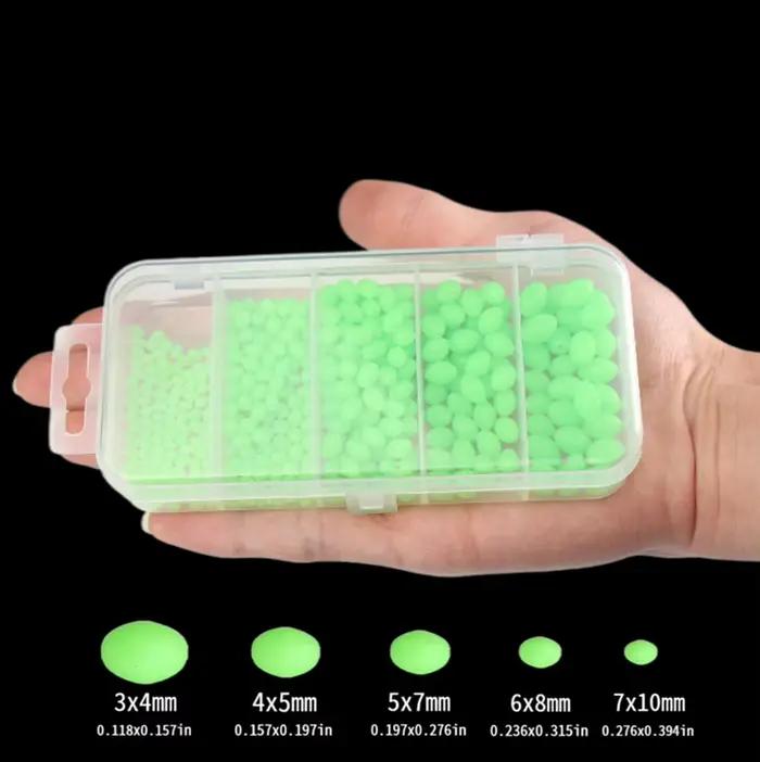 Perles lumineuses et leurres souples brillants pour pêche de nuit 375 pièces appâts flottants