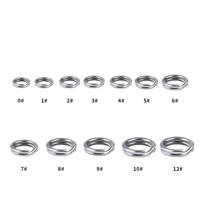 Anneaux ouverts acier inox 5 tailles pour connecter leurres, lot 200/250 pièces pour boîte pêche