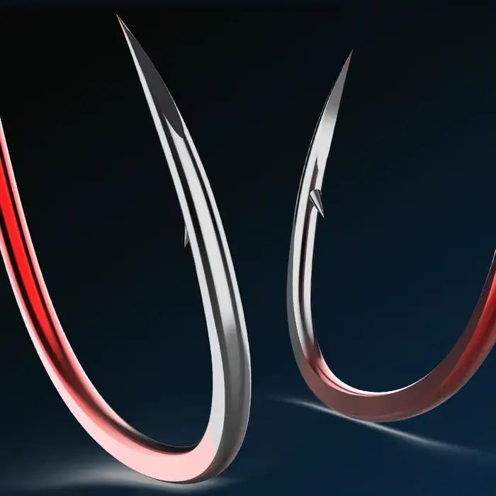 Hameçons rouges ISEAMA Japon 1#-10# pour carpe - 50 pièces acier haute teneur en carbone avec barbelures bleues