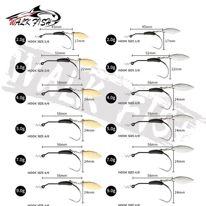 Hameçons crank WALK FISH 3 pièces 2g à 9g avec sequins - Cuillers métalliques avec système twist lock