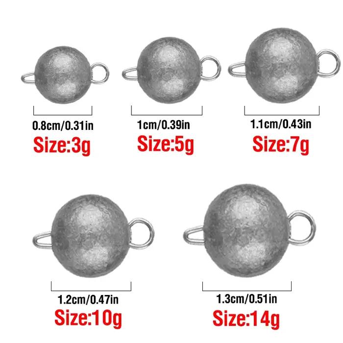 Lot de 50 plombs tête de jig Cheburashka 3g à 14g pour pêche aux leurres souples