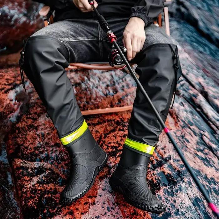 Bottes de pluie homme mode haut-de-gamme imperméables anti-dérapage couple pêche extérieur longue tige