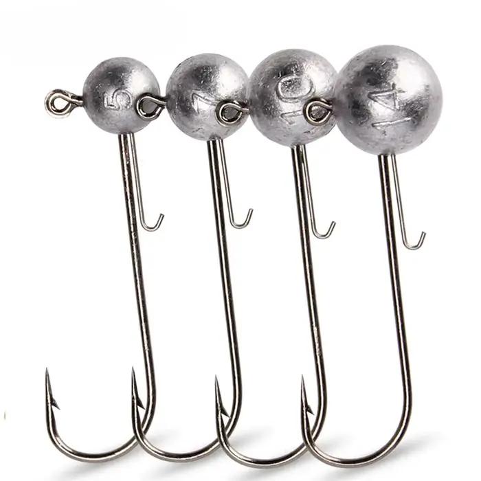 Têtes de pêche plombées longues tige acier haut carbone 5g 7g 10g pour leurres souples