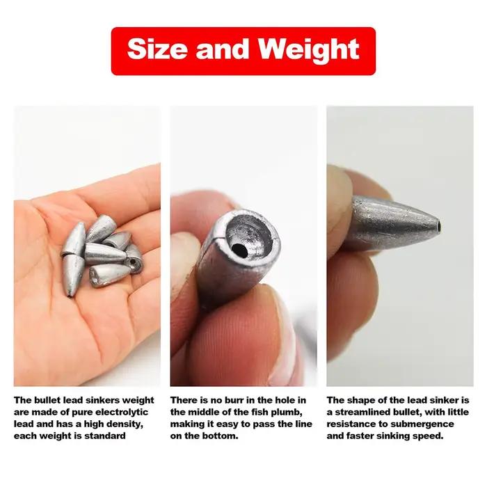 Kit plombs bullet sinker poids pour pêche basse texas rigs leurres souples colorés amorçage