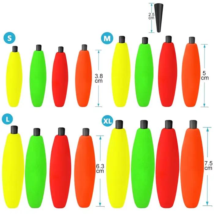 10 flotteurs de pêche légers en mousse dure flottante, bouchon cigare, tailles S M L XL,