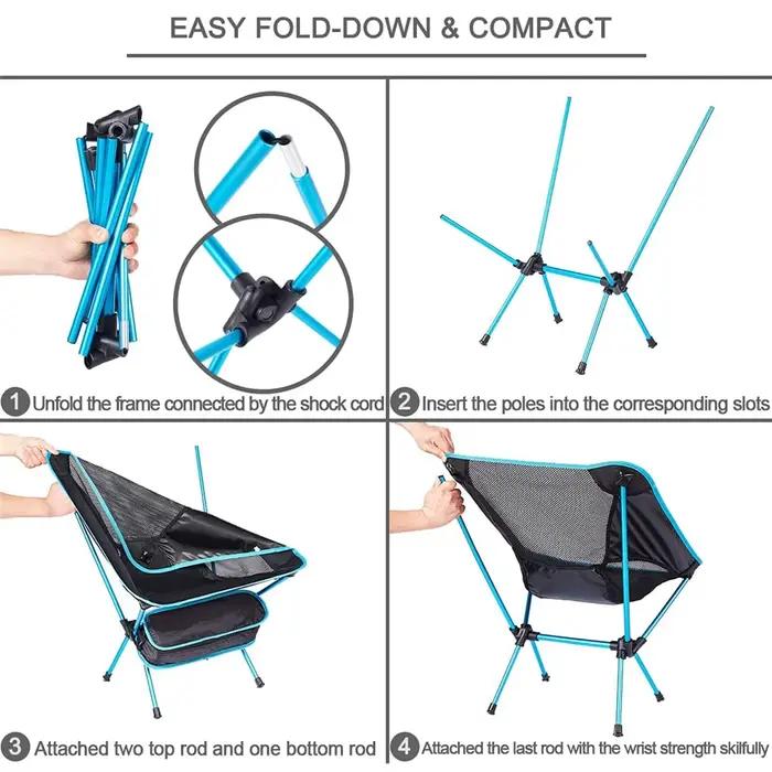 Chaise de pêche pliante ultralégère pour camping randonnée plage pique-nique portable et compacte