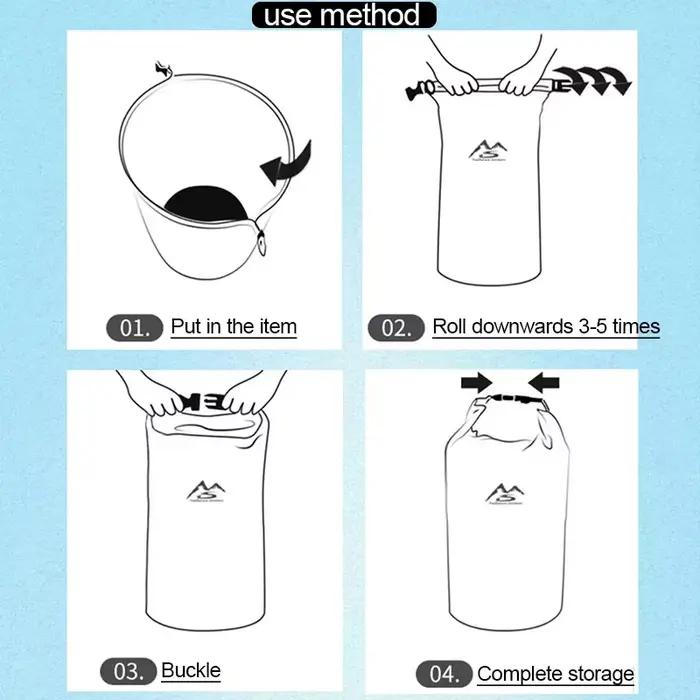 Sac étanche polyester 5L à 70L pour randonnée fluviale, pêche, rafting et trekking, idéal pour offrir en cadeau pour diverses occasions aquatiques