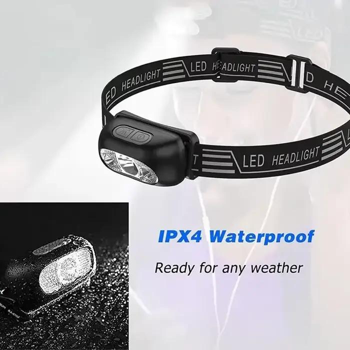 Lampe frontale mini LED puissante pour pêche nocturne étanche avec capteur de mouvement portable