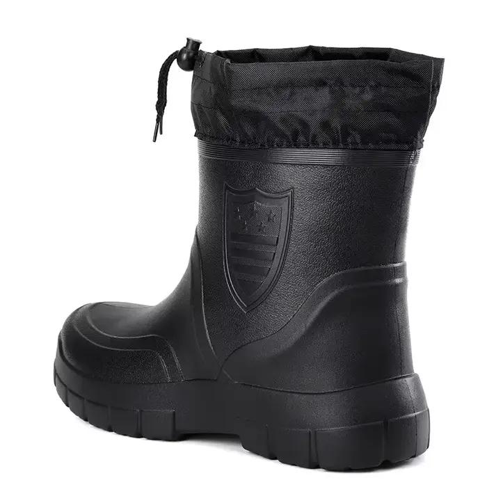 Bottes de pluie homme imperméables 2024 anti-vent avec rembourrage coton - Chaussures pêche chaudes