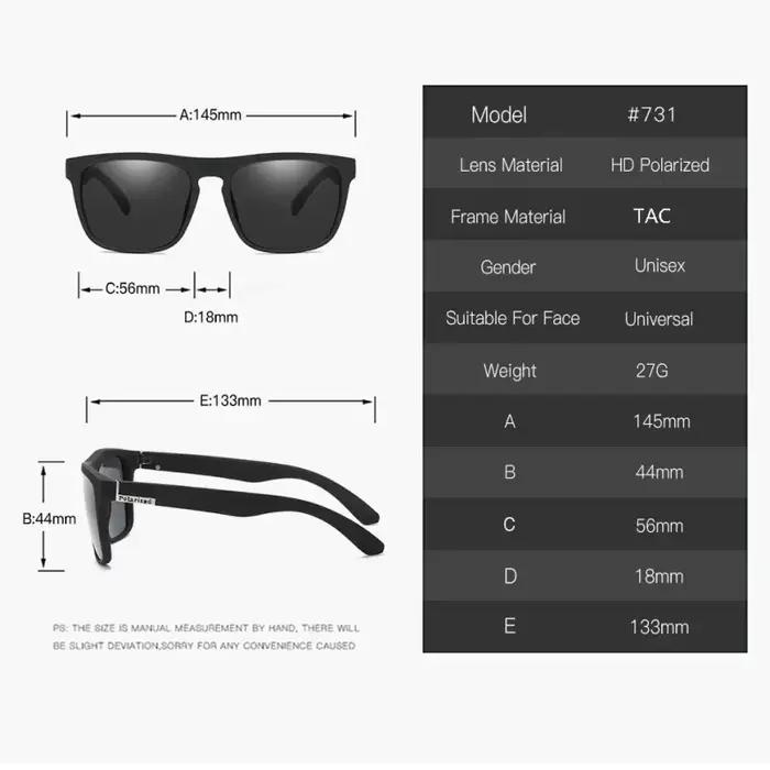 Lunettes de soleil polarisées carrées 1-2PCs anti-éblouissement pour pêche, conduite et vacances