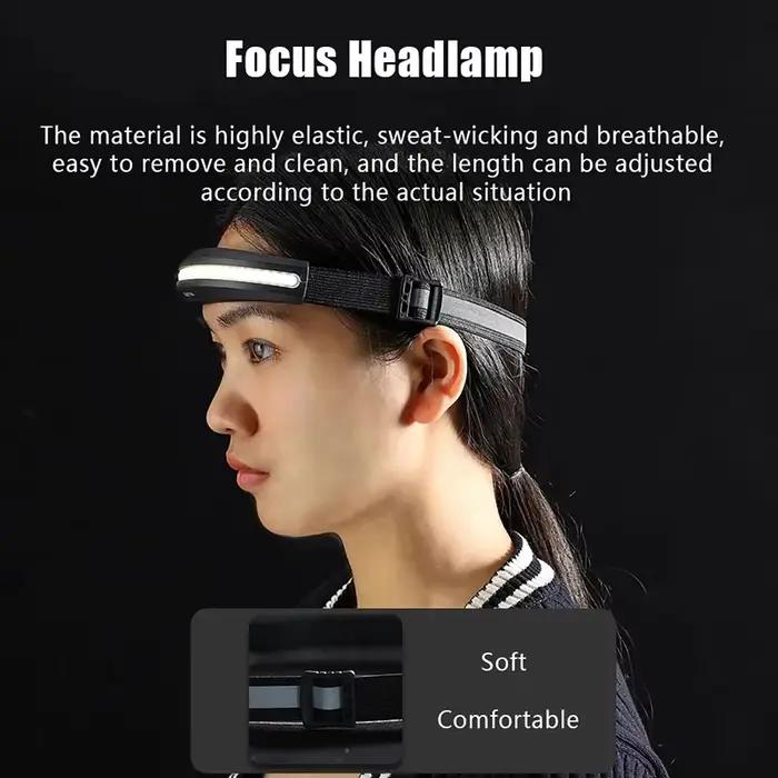 Lampe frontale COB portable USB rechargeable lumière rouge et blanche floodlight pêche camping