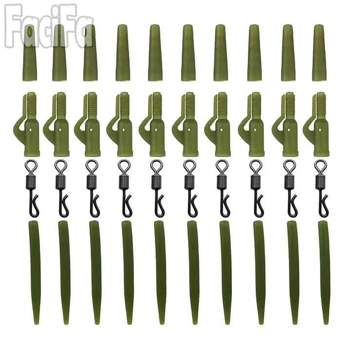10 sets accessoires carpe avec lead clip, swivels anti-tangle et manchons caoutchouc pour montages
