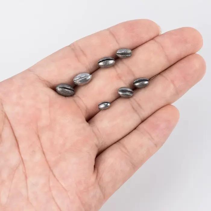 30 plombs de pêche ovale fendus en forme de haricot, poids plombs pour ligne et accessoires leurres