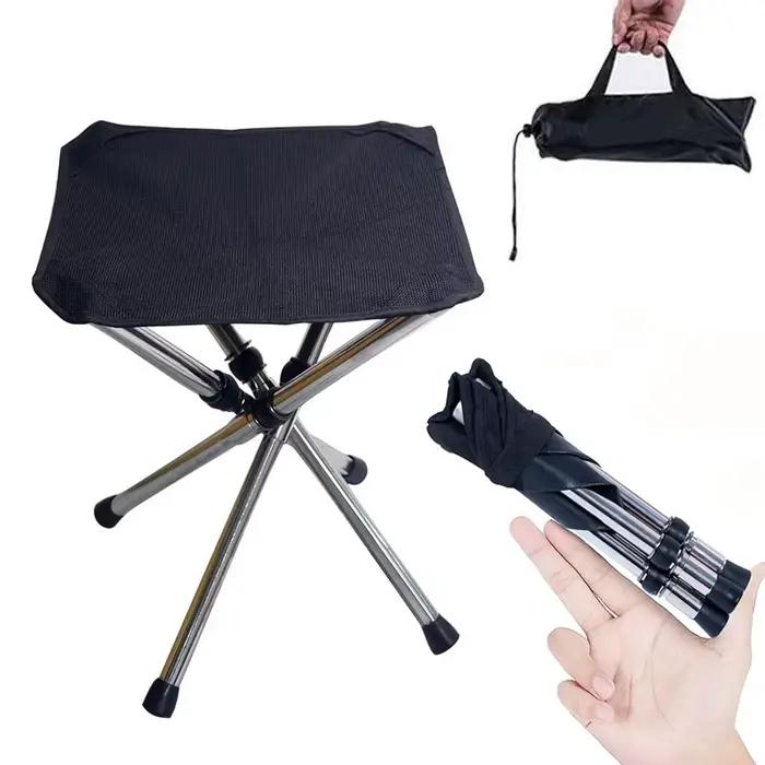Tabouret de pêche télescopique pliant en acier inoxydable avec sac de rangement