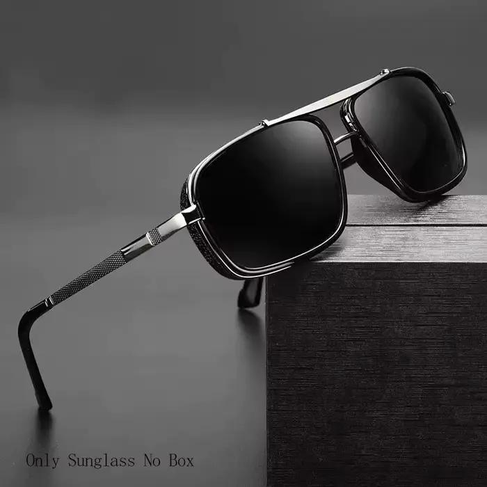 Lunettes de pêche aviateur UV400 pour hommes - Style punk avec double faisceau et protection totale