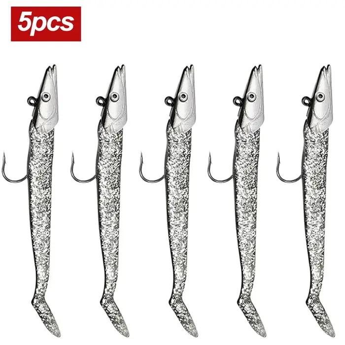 5 leurres souples cuillers 10g 11cm pour pêche carnassiers avec jig et cuillère