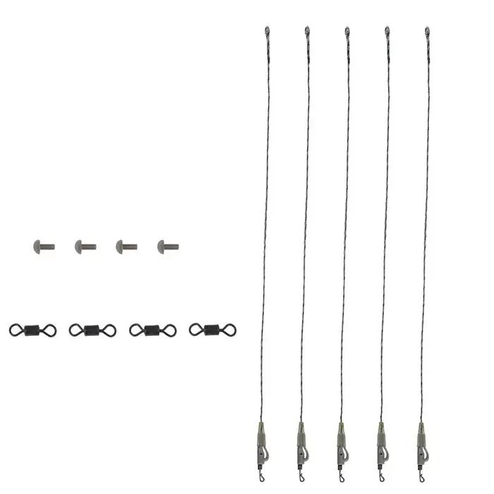4 leaders plombés pour pêche à la carpe 50/70/80/100cm, accessoires Ronnie Fishing Group hybrides