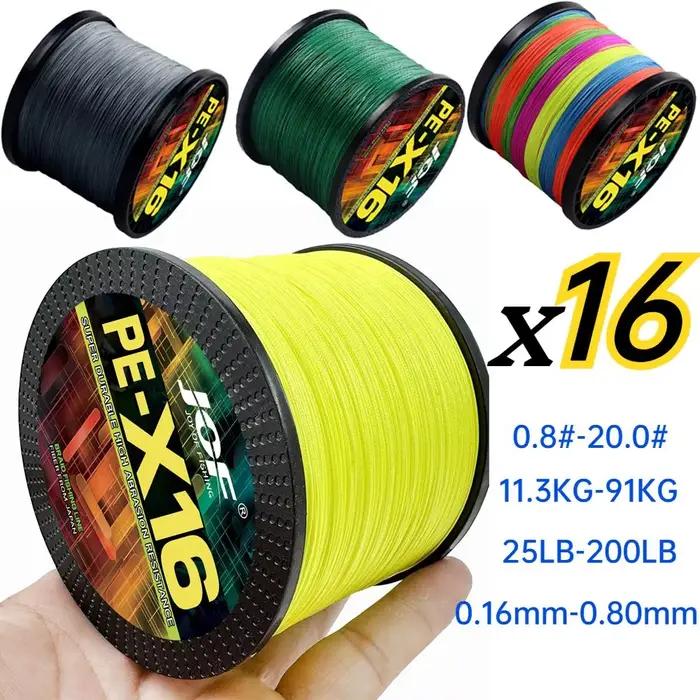 Ligne de pêche PE multifilament JOF 16 brins 1000m extrêmement résistante 25 à 200LB pour la pêche sportive