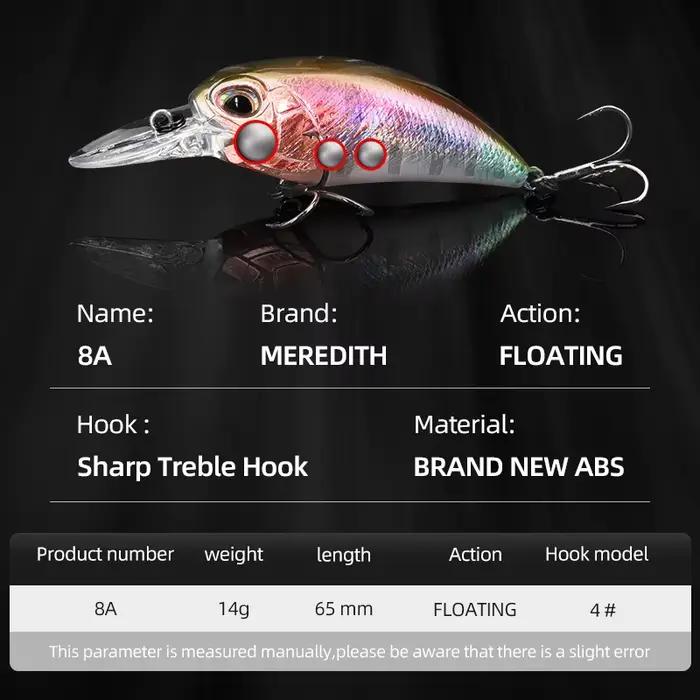 Leurre jerk crank MEREDITH M65 flottant 14g 11 couleurs - wobbler professionnel profondeur 2.0-2.5m pêche