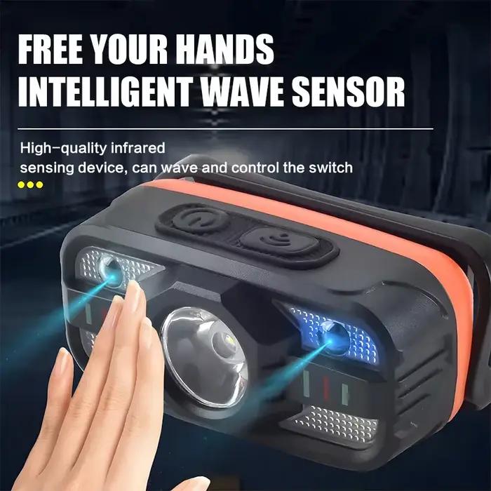Lampe frontale LED rechargeable USB pour pêche nocturne - 6 modes d'éclairage étanche et portable