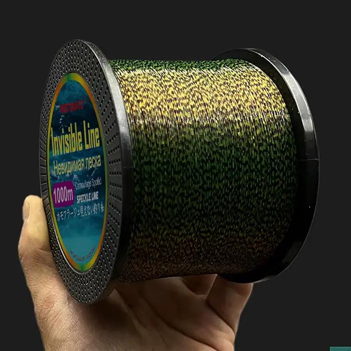 Ligne de pêche invisible 1000m monofilament 3D camouflage japonais speckle fluorocarbone coulante