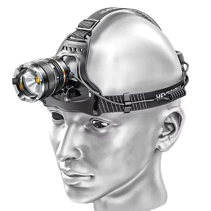 Lampe frontale XHP90.2 rechargeable 1000m pour pêche nocturne - Puissante lumière LED 2x18650