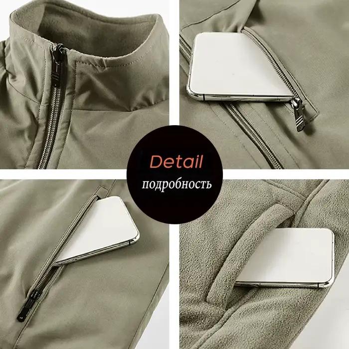 Veste polaire chaude hiver pêche photographe coupe-vent col montant double face homme