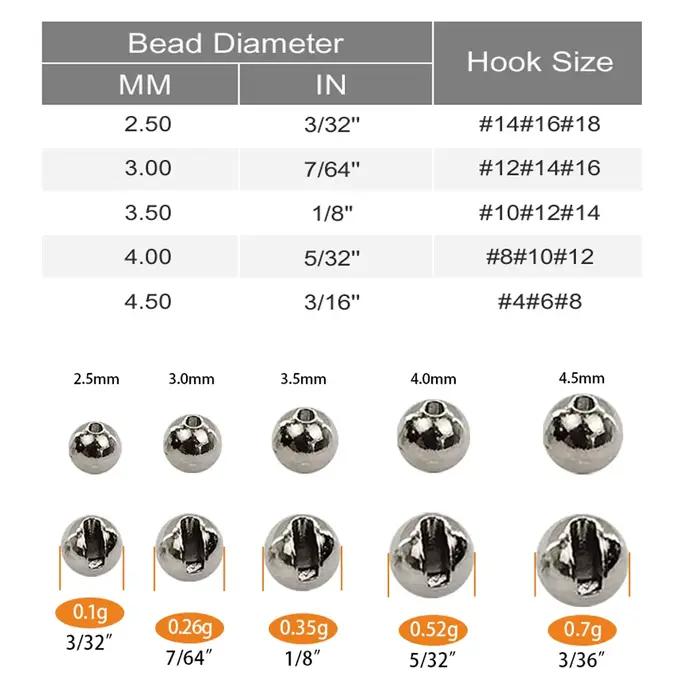 Perles tungstène Aventik 2.5-4.5mm pour montage de nymphes, perles fendues haute densité pour la pêche