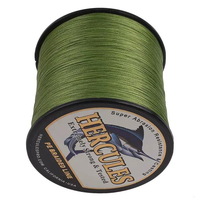 Ligne de pêche Hercules 8 brins Army Green pour mer et eau salée, 100% PE, disponible
