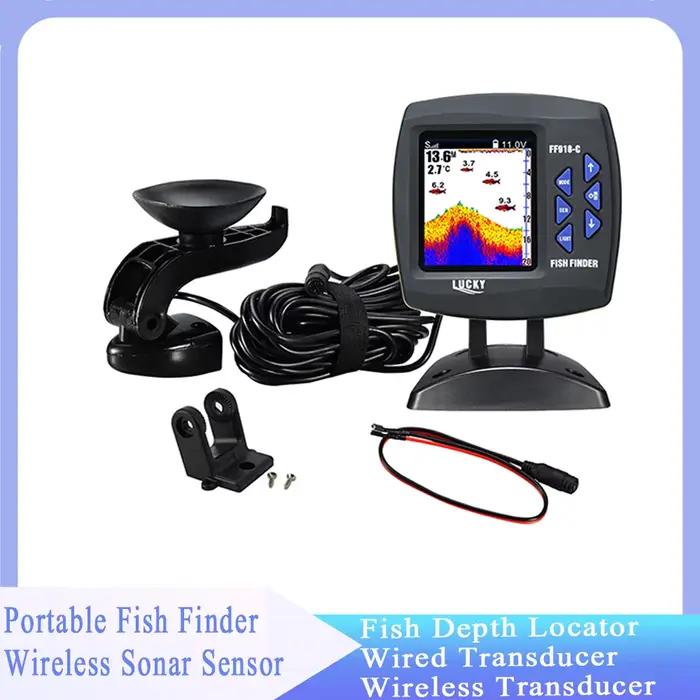 Sondeur pêche portable sans fil avec transducteur filaire pour bateau kayak détection profondeur poissons