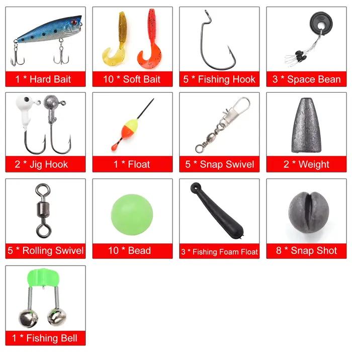Kit pêche enfant canne et moulinet combo télescopique 1.2m/1.5m avec leurres et accessoires, complet
