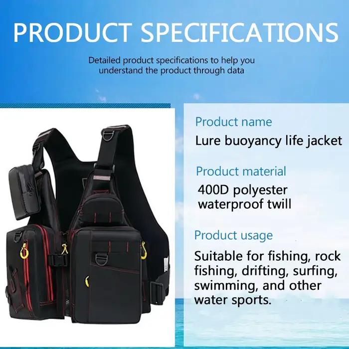 Gilet de sauvetage multifonction pêche outdoor - Veste flottante avec poches de rangement pour sécurité pêche