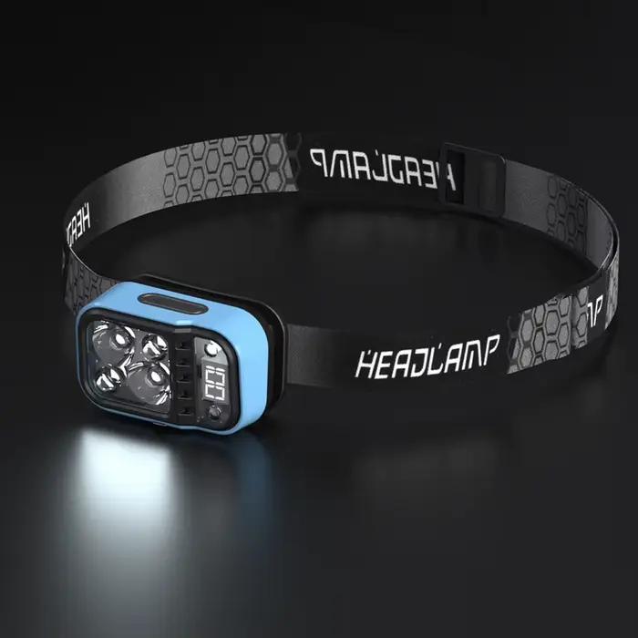 Lampe frontale LED détecteur de mouvement rechargeable Type-C ultra lumineuse randonnée pêche