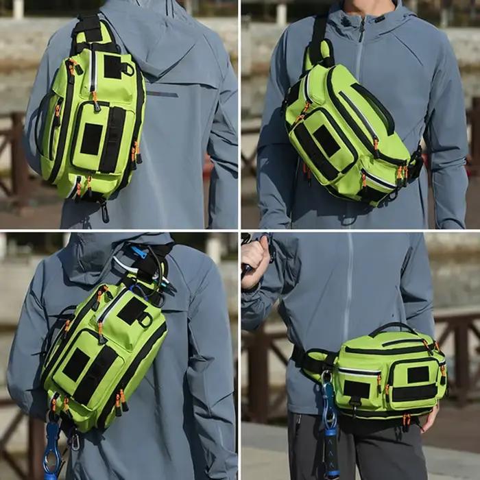 Sac banane pêche molle homme : sacoche sport outdoor multi-poches pour randonnée, chasse et vélo