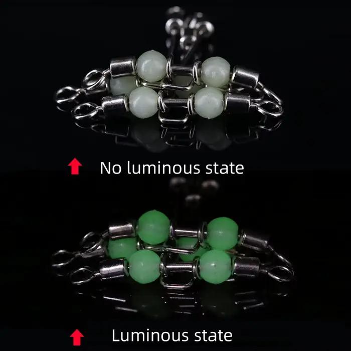10 émerillons luminescents 3 voies avec perles pour pêche nocturne et montages spéciaux